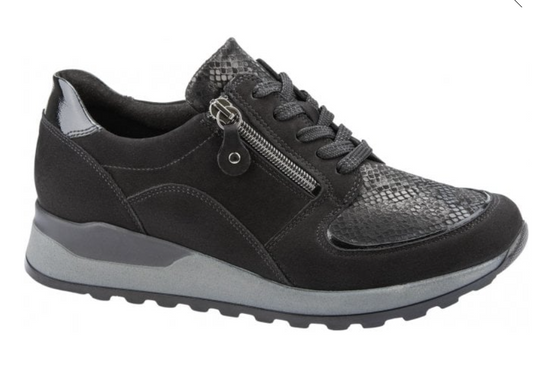 Waldlaufer Women's Hiroko-Soft Dark Grey Lace-Up Trainers