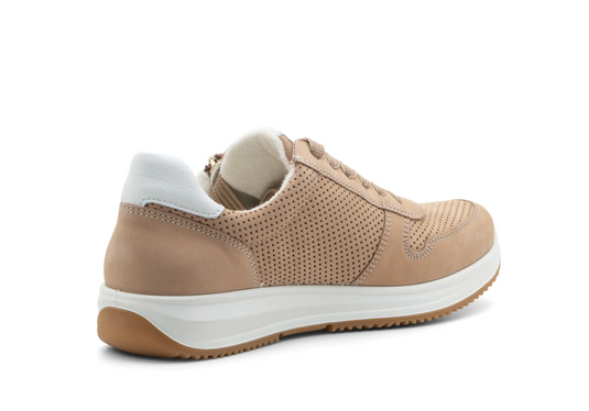 Ara Women's Opal Perforated Zip & Lace Sneaker Sand Nubuck