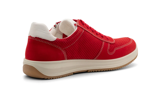 Ara Women's Opal Perforated Zip & Lace Sneaker Red Nubuck