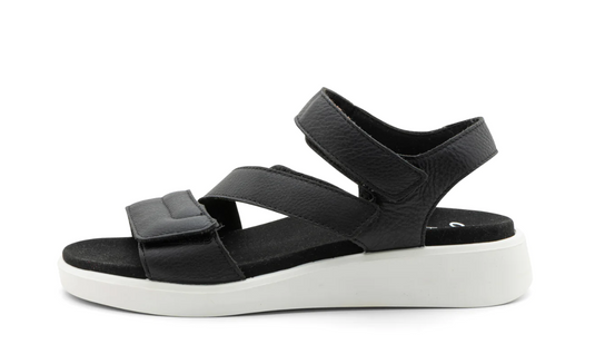 Ara Women's Marina Triple Adjustable Sandal Black Calf Leather