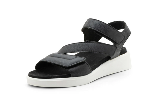 Ara Women's Marina Triple Adjustable Sandal Black Calf Leather