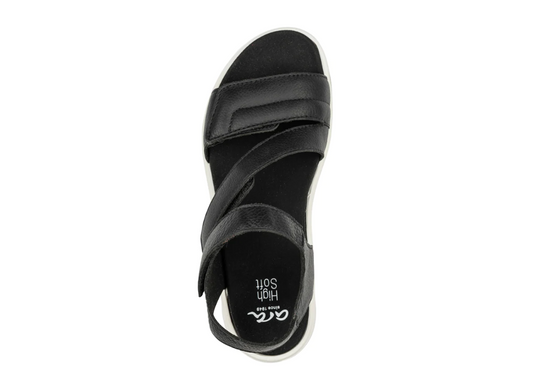 Ara Women's Marina Triple Adjustable Sandal Black Calf Leather