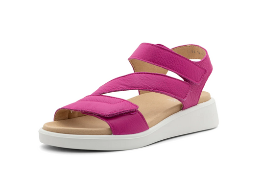 Ara Women's Marina Triple Adjustable Sandal Pink Calf Leather