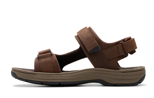 Clarks Men's Saltway Trail Sandal Dark Brown Leather