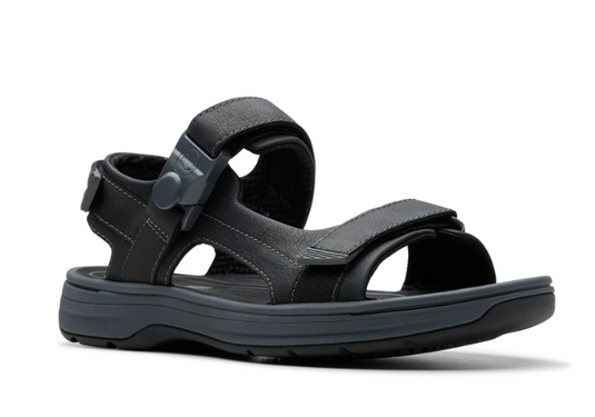 Clarks Men's Saltway Trail Sandal Black Leather