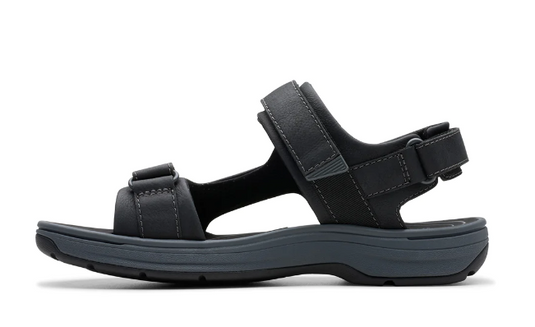 Clarks Men's Saltway Trail Sandal Black Leather