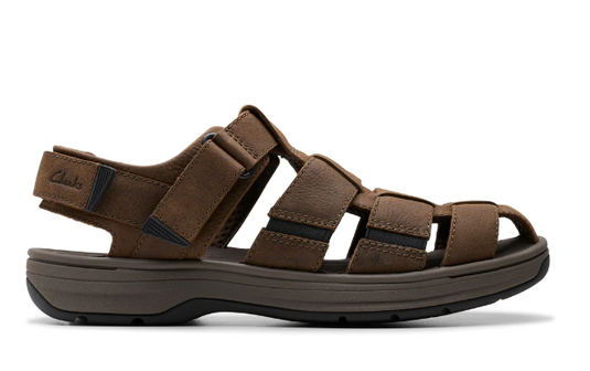 Clarks Men's Saltway Cove Sandal Dark Brown Leather