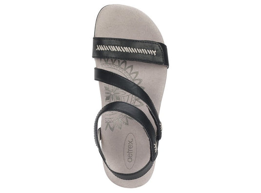 Aetrex Women's Gabby Adjustable Sandals Black