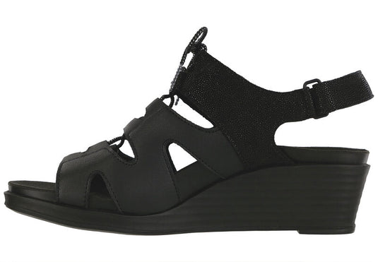 SAS Women's Sedona Lace Up Sandal Driftwood Black Sparkle