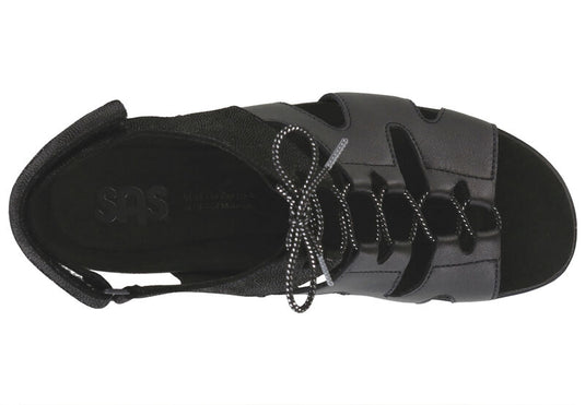 SAS Women's Sedona Lace Up Sandal Driftwood Black Sparkle