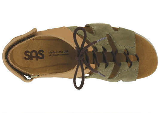 SAS Women's Sedona Lace Up Wedge Sandal Driftwood Sagebrush