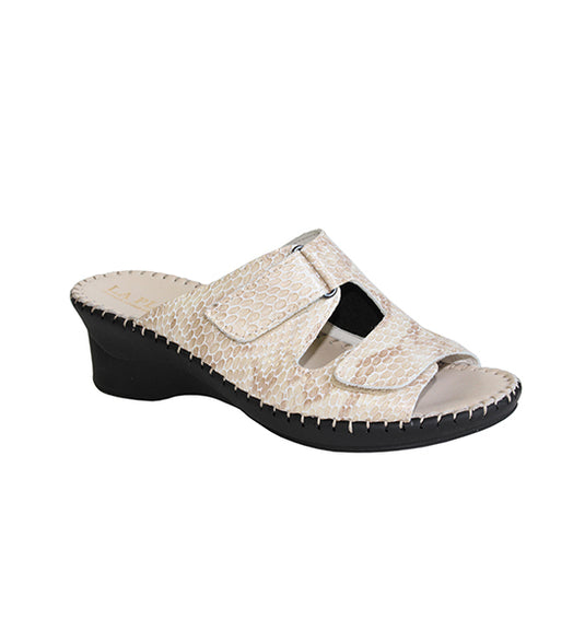 La Plume Women's Sheila Slide Bone Croco