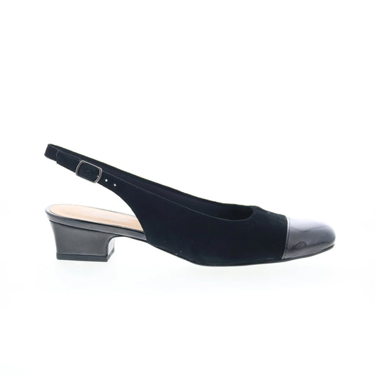 Trotters Women's Dea Slingback Sandals Black Suede /Black Patent