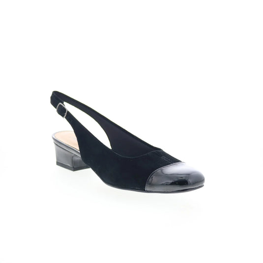 Trotters Women's Dea Slingback Sandals Black Suede /Black Patent