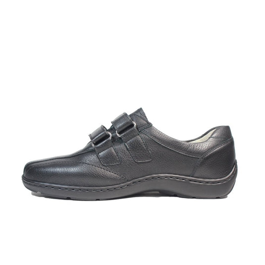 Women's Waldlaufer Henni Black Leather Nubuck Velcro Shoes