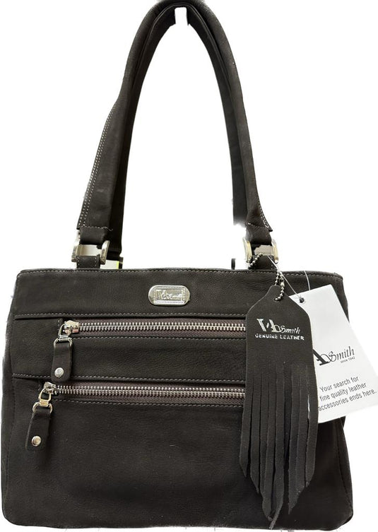 VA Smith Marry Leather HandBag  Black Nubuck