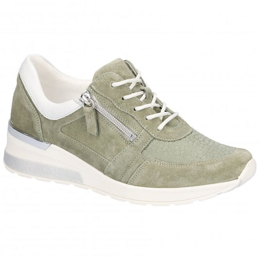 Waldlaufer Women's H-Clara Lace up Sneaker Mint/White