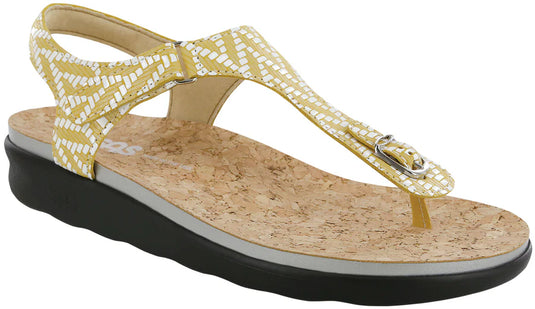 SAS Women's Marina T-Strap Sandal Chevron Yellow
