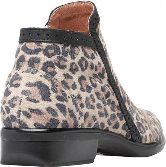 Naot Women's Nefasi Bootie Cheetah Suede/Jet Black Lthr